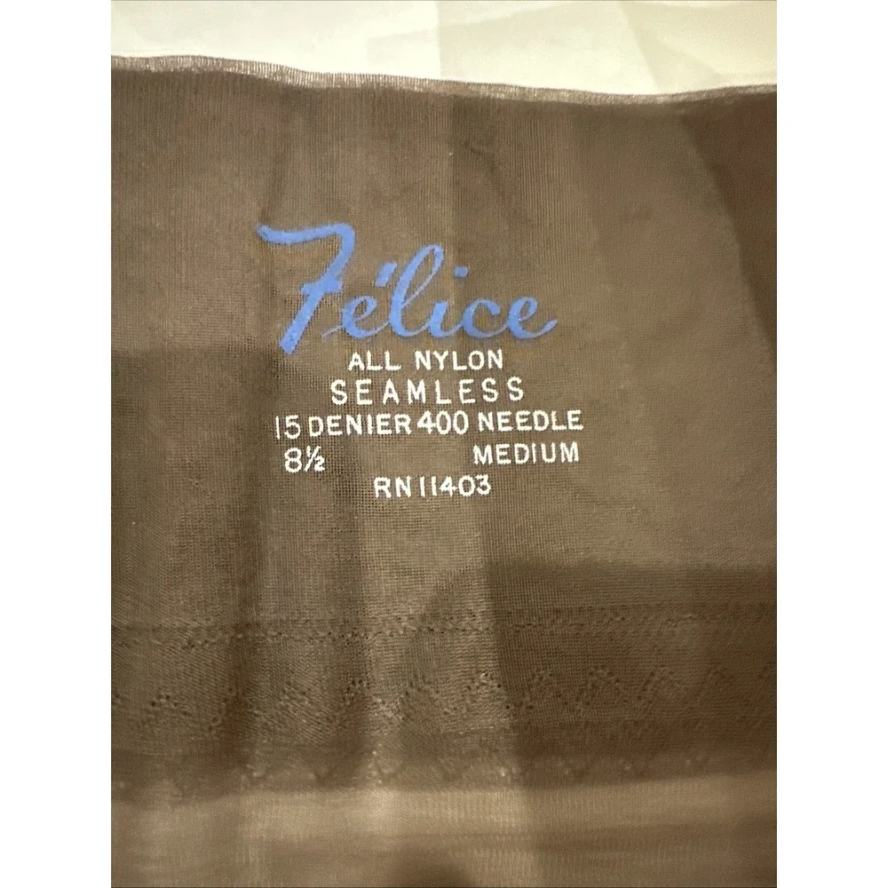 Vintage Felice Stockings lot of 2 seamless french Mink 8 1/2 medium stocking